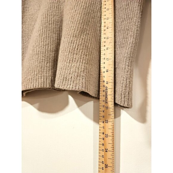 Max Studio 100% Extra Fine Merino Wool Ribbed Cropped Sweater Women Small Beige - Picture 7 of 8